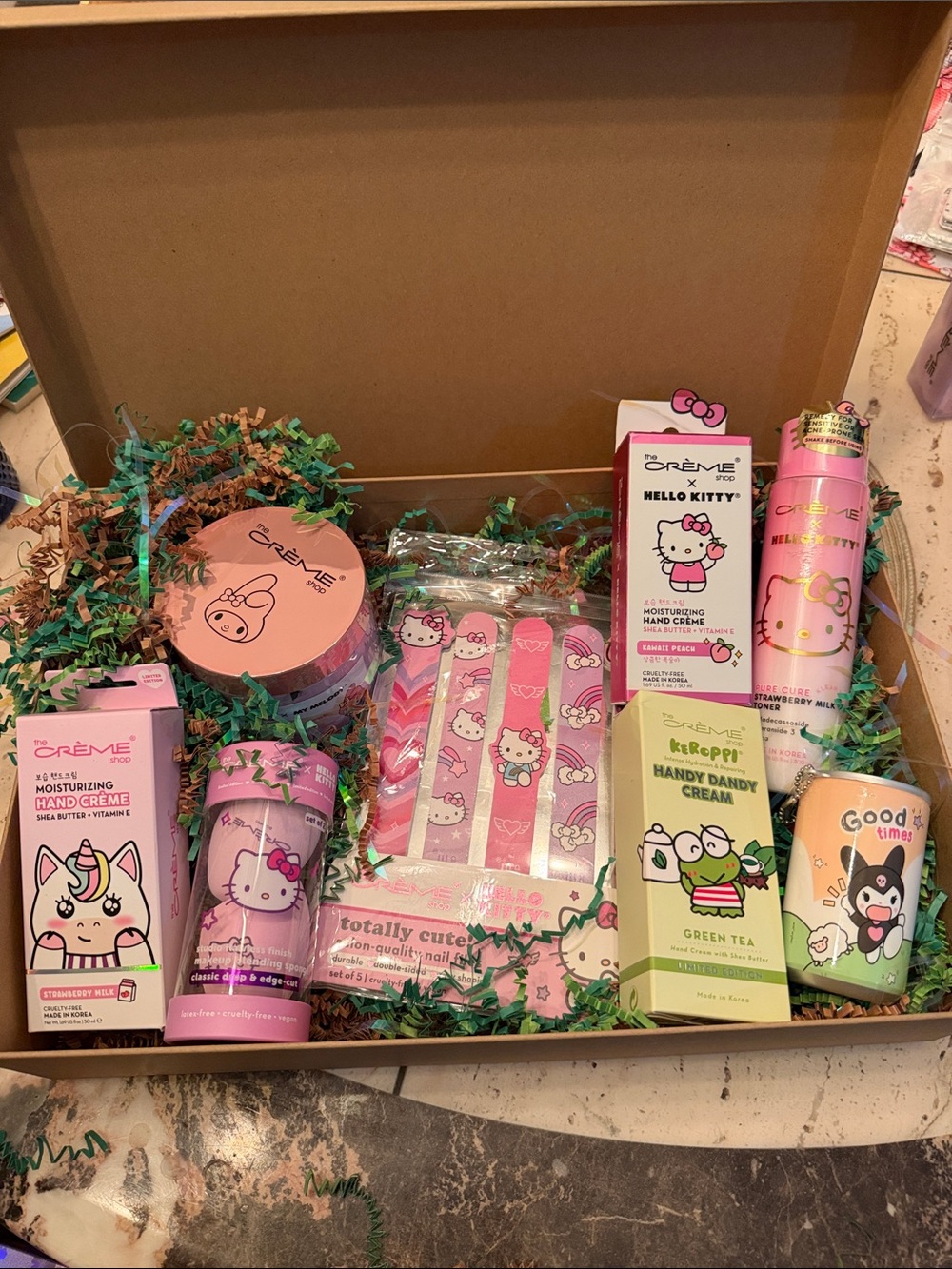 The Crème Shop x Hello Kitty Pink Skincare & Nail Care Gift Set Wrapped Box